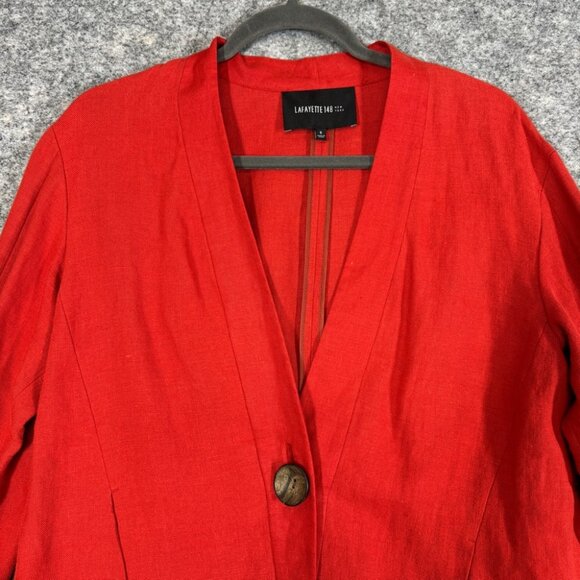 Lafayette 148 Red Linen Lagenlook One Button Blazer Jacket Lightweight  Size S - Picture 5 of 15